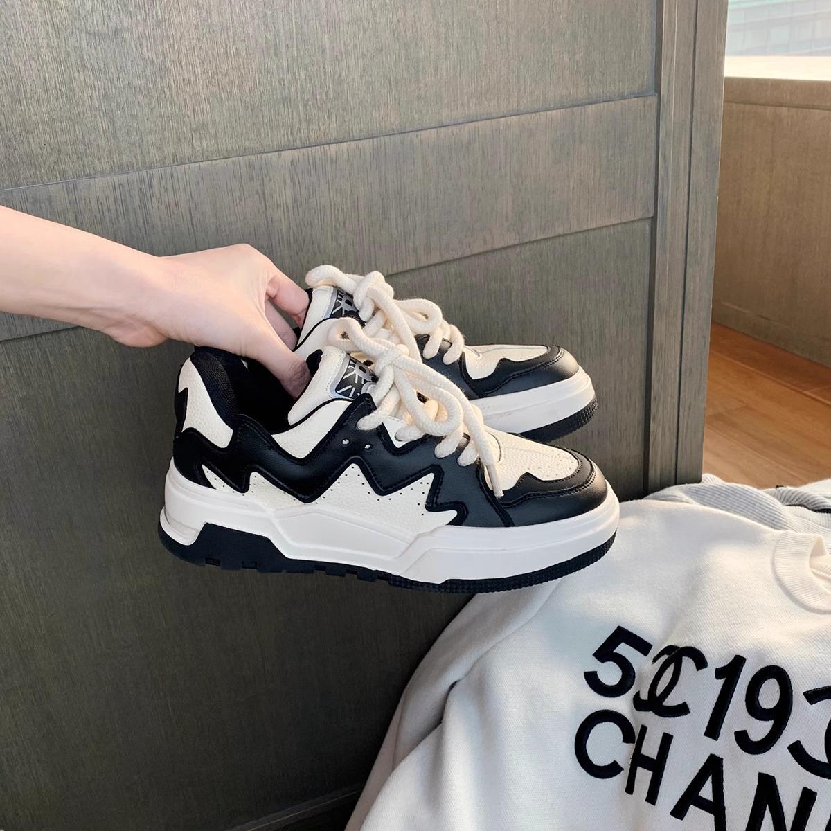 

Модная толстая шнуровка для обуви женская обувь кеды осень и зима новая универсальная круглая голова платформа повседневные туфли-хлебцы белая обувь женская 40