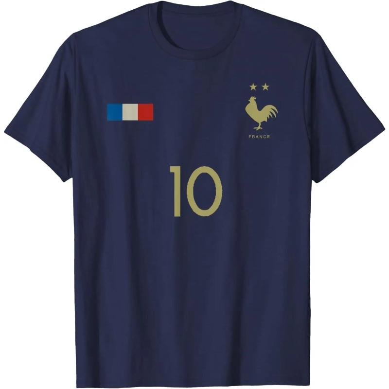 2026 USA Kanada Mexiko Weltmeisterschaft Frankreich Fußball #10 Retro Grafik T-Shirt Atmungsaktiv Reine Baumwolle Lässig Rundhalsausschnitt