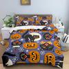 Frohes Halloween King Queen Bettbezug Orange Kürbis Bettwäscheset Kinder Jugendliche Erwachsene Fledermäuse Horror Festival Polyester Steppdeckenbezug