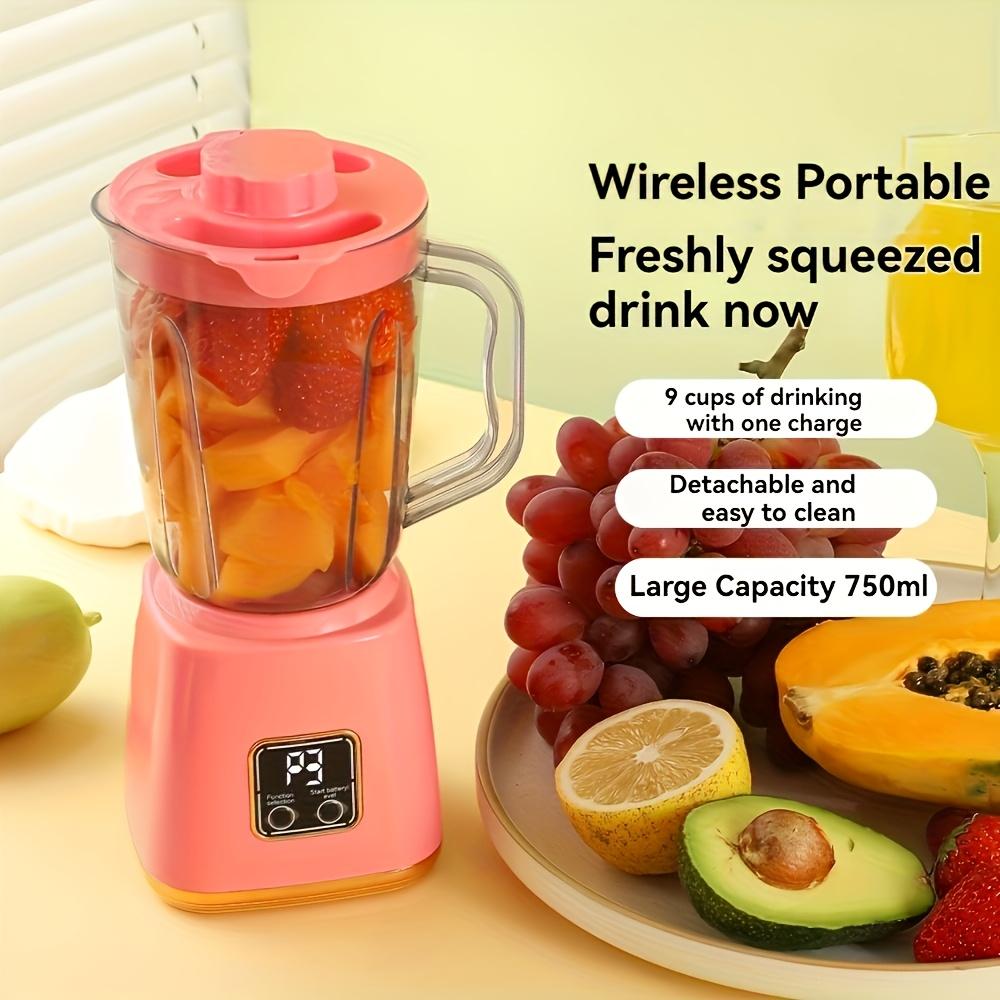 750ML Electric Juicing Cup Portable Wireless Fruit Blender 10 BLADES Multifunctional Kitchen Juicer USB Charging Outdoor Juicing