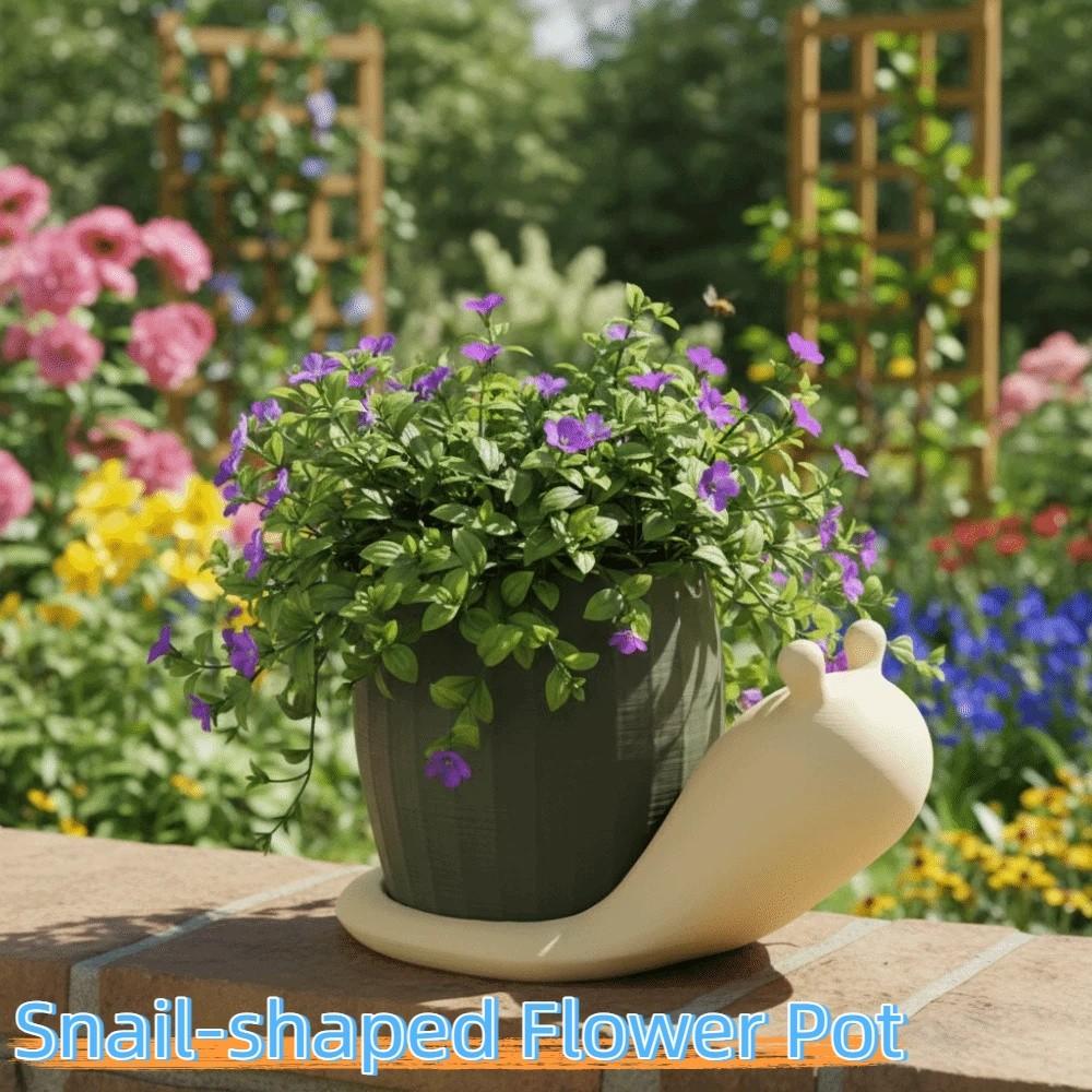 Desktop Ornament Unique Snail-shaped Flower Pot Cute Plastic Eco-Friendly Planter Corrosion Resistant Growing Pots Kitchen Use