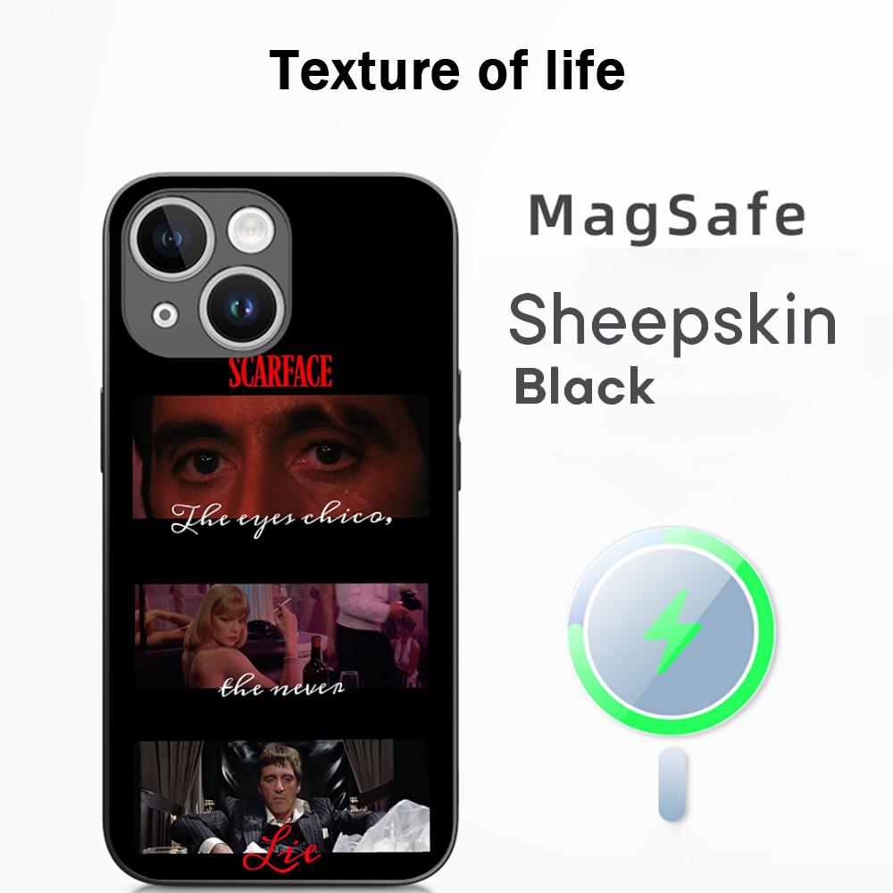 Tonny montana scarface Classic poster Phone Case For iPhone 17 16 15 14 13 12 Plus Pro Max  High-end Luxury Magsafe Sheepskin