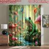 2D Flachdruck 2 Stück Fenster Vorhänge Verzauberter Wald Frosch Bach Schmetterlinge Digital Bedruckt Polyester Vorhänge Saisonale Party &