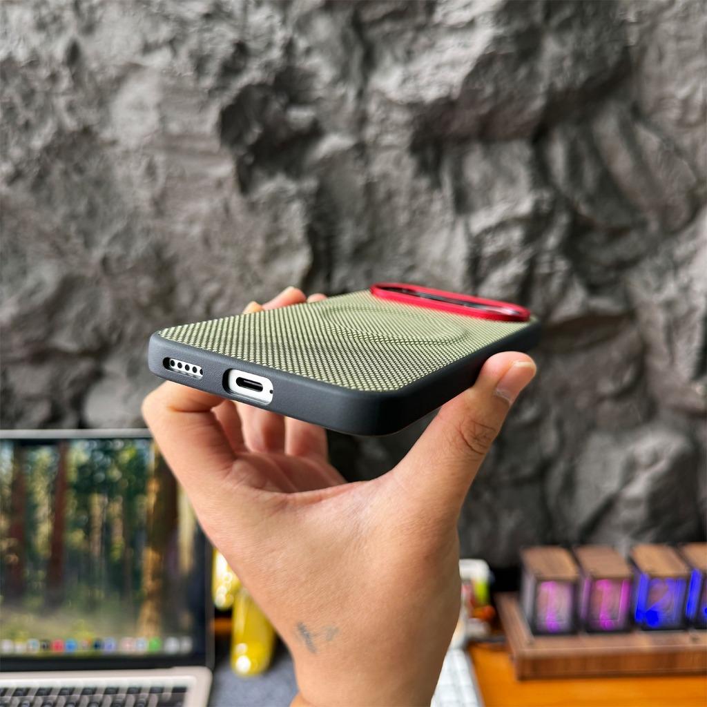 Magnetic Nylon Woven Phone Case For Honor 600 Pro 500 Pro Coque For Magsafe Wireless Charging Metal Buttons Matte Leather Cover