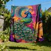 1pc Peacock ArtworkOutdoor Blanket, Soft And Comfortable Blanket, Casual Warm Outdoor Blanket, Good Birthday Gift Yy260328091