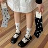 3 Pairs Cute Cartoon Dog Paws Socks - All-Match Middle Tube Korean Style College Socks for Women