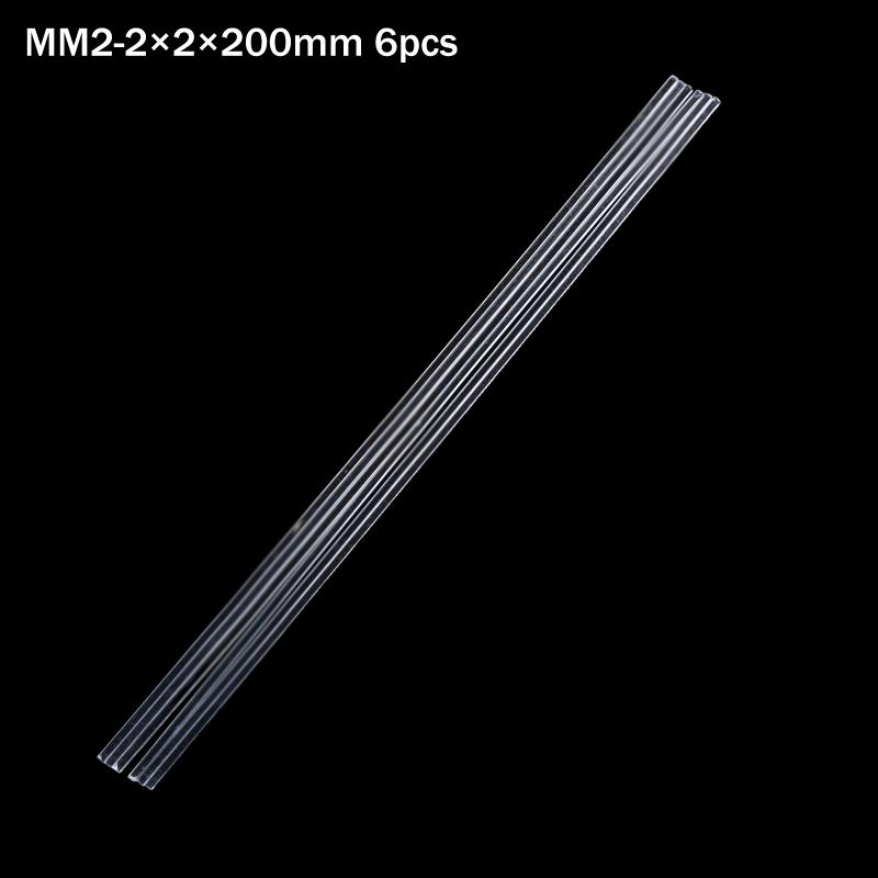 6Pcs Acrylic Square Rod Hyaline Plastic Rod Acrylic Rod Length 200mm DIY Craft Architectural Model Material