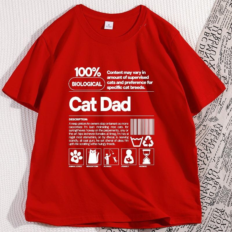 

Cat Dad T Shirt Funny Cat Daddy and Cat Lover Tshirt Fathers Gifts Loose Cotton Short Sleeve Round Neck Tees Male Clothing S