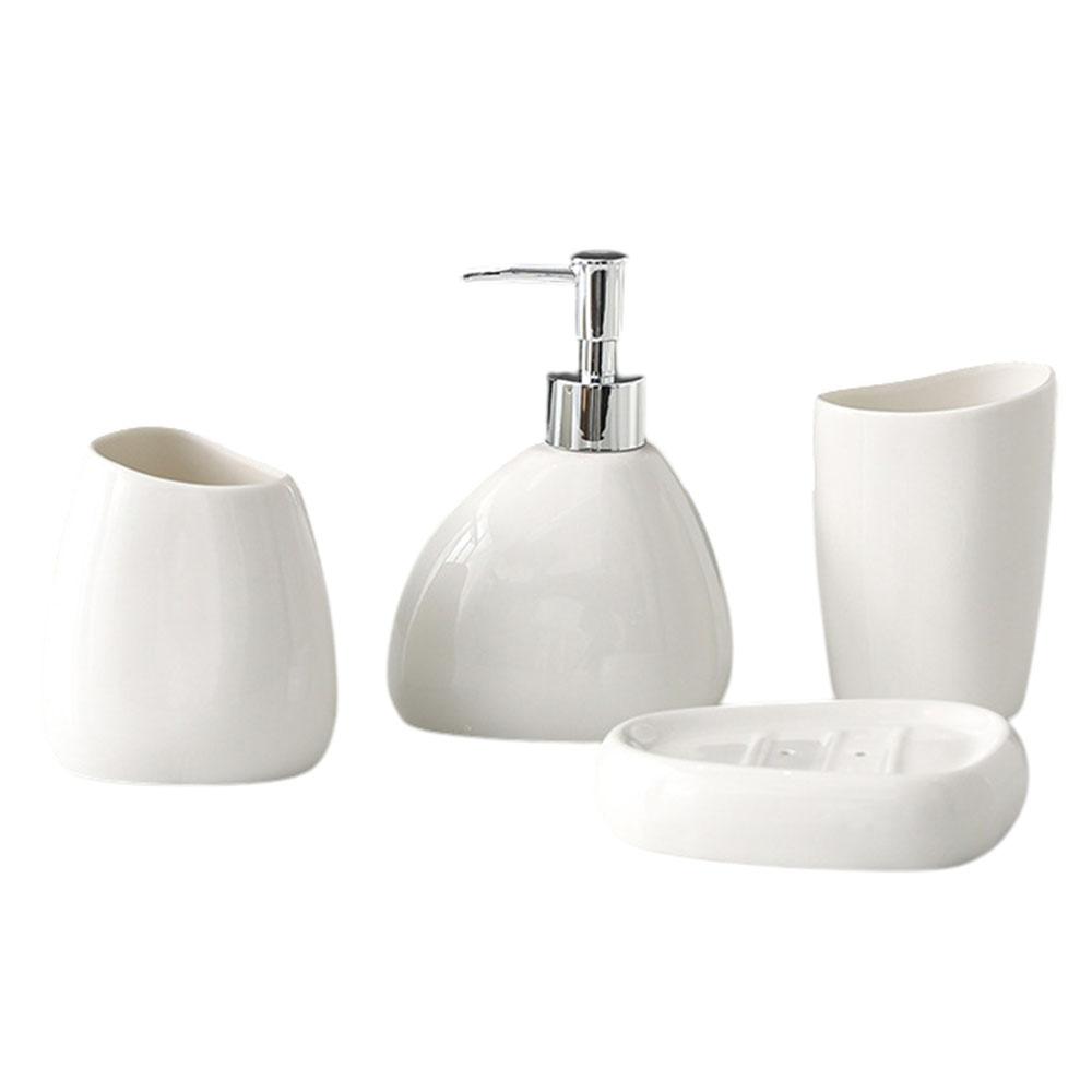 

4 шт./комплект Керамические аксессуары для ванной комнаты Держатель для зубных щеток Бутылочка-дозатор для лосьона Стаканчик для полоскания Ракетница для мыла A