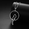 Cat Moon Necklace for Women Round Pendant Hollow Charm Stainless Steel Jewelry on the Neck Cute Gift Accessories 2026 Trend New