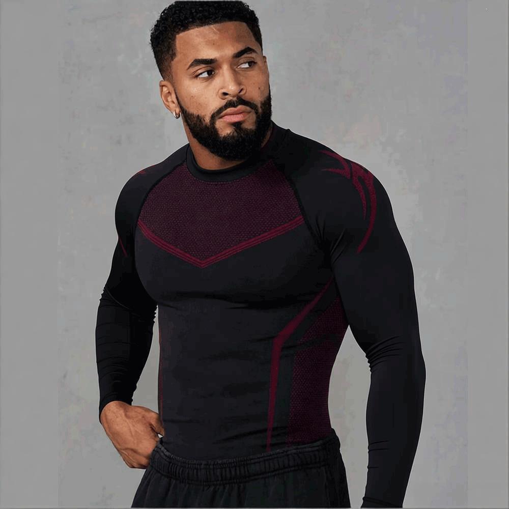 YOUNGAL Men's Fitness Training Shirt: Breathable, Sweat-Absorbent, Long/Short Sleeve Options