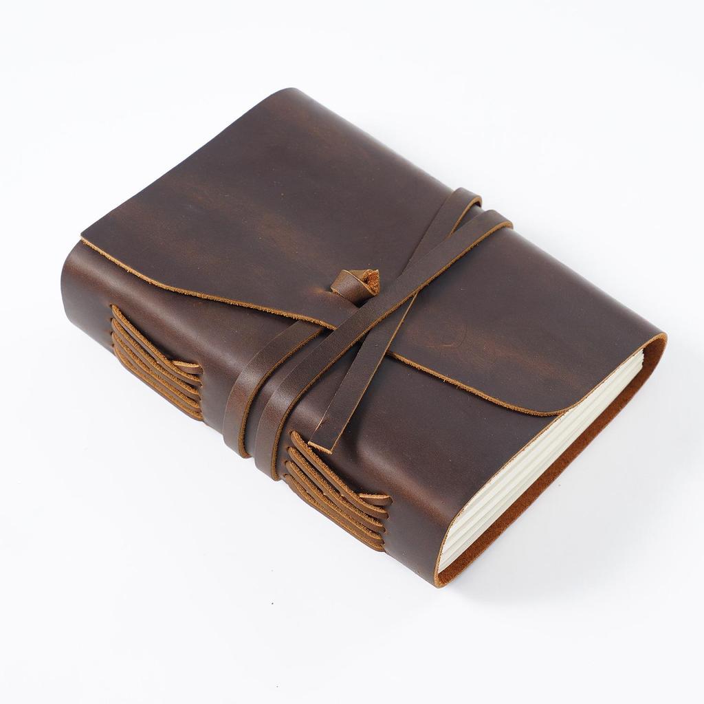 Vintage Crazy Horse Leather Journal: Retro Style Cowhide Loose-Leaf Notebook and Planner.