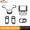 6x Center Steering Wheel AC GPS Covers For Dodge Ram + Carbon Fiber Interior
