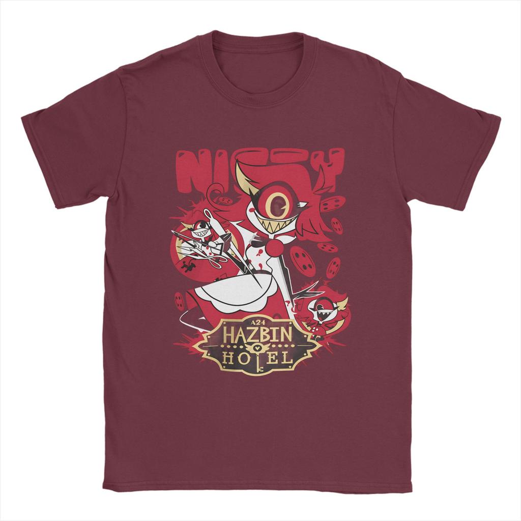 Hazbins Hotel T-Shirts Men  Leisure Cotton Tees Crewneck Short Sleeve T Shirts Summer Clothing