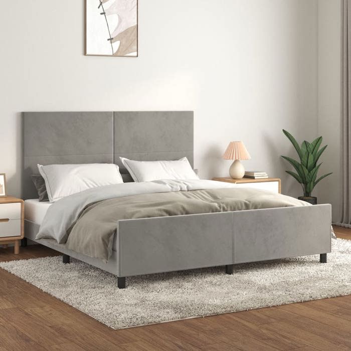 VidaXL Cadre de lit avec tête de lit Gris clair 180x200 cm Velours3125647