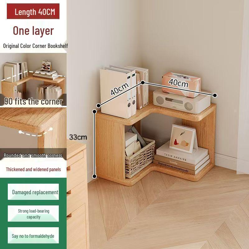 Solid Wood Corner Bookshelf - Multi-layer Storage Rack for Living Room