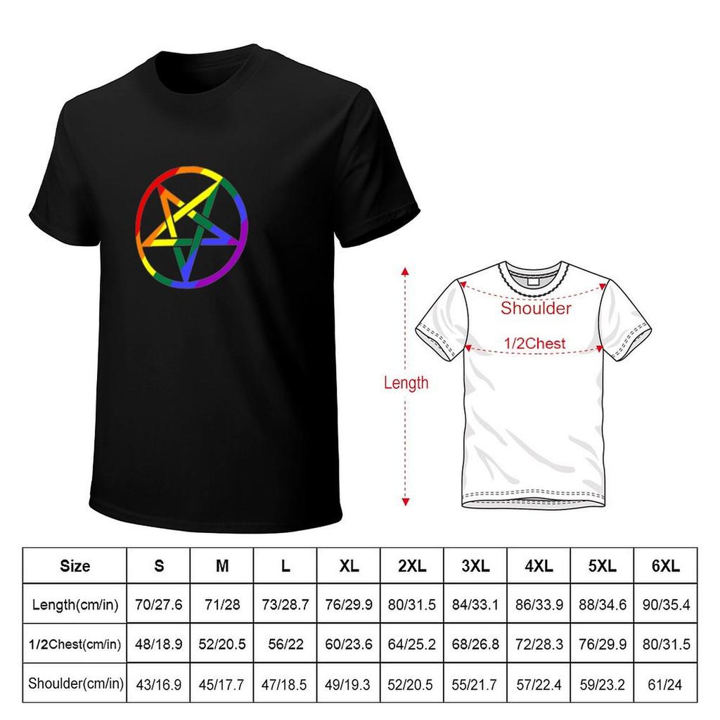 Rainbow Pentagram Santanic Symbol TShirt street wear funny shirt cotton Man tshirt graphic tee shirt mens vintage t shirts