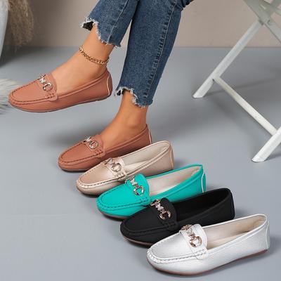 Fashion Women Flats Spring Autumn 2025 New Shoes Female Round Head Low Heel Chain Casual Loafers Comfortable Designer Sneakers Women