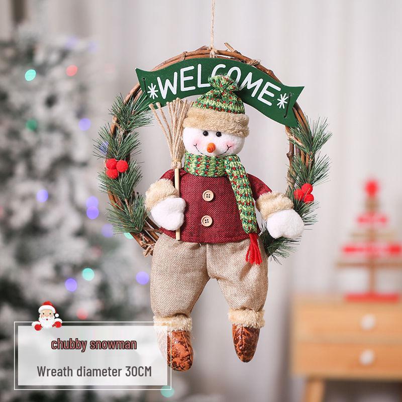 Rattan Christmas Wreath Hanging Ornament for Door & Wall Decoration