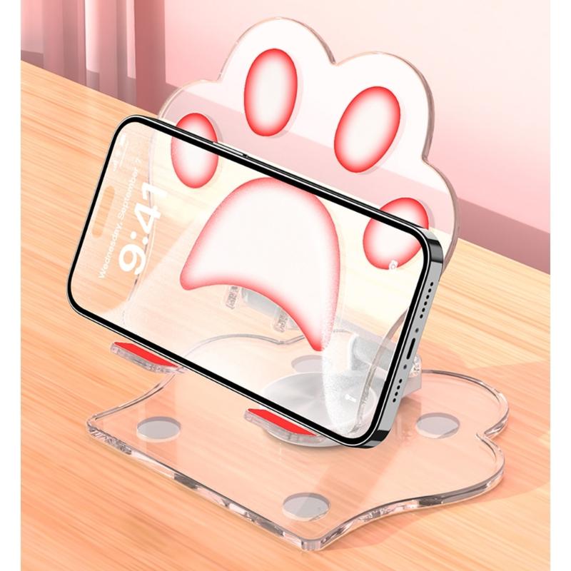 Strong Clear Phone Holder with Not  Slip  Pad Acrylic Desktop Mobile Phone Stand for Tablets Up To 12.9 Inches