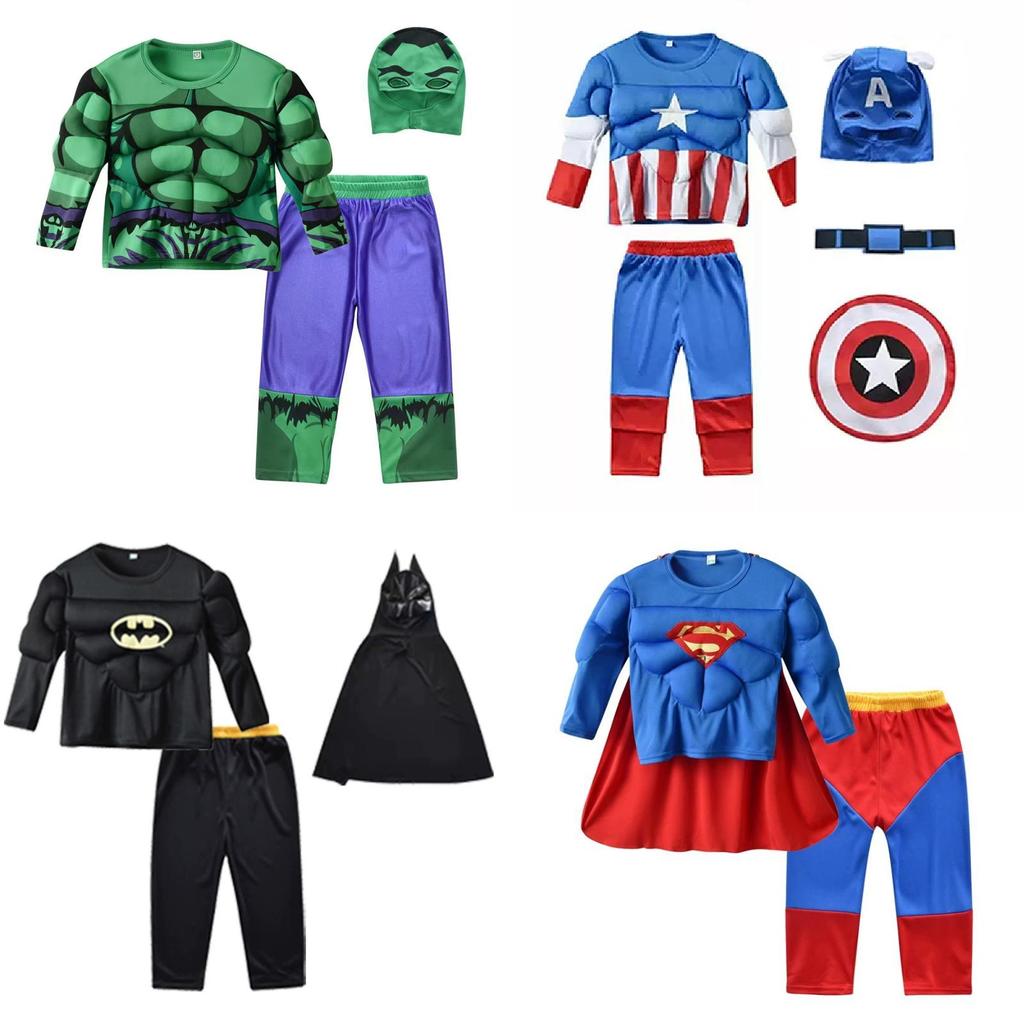 Spider Man Captain America Hulk Batman Superman Kinderen Cosplay Kostuum Set Met Polyester En Spandex Voor Halloween En Podiumshows