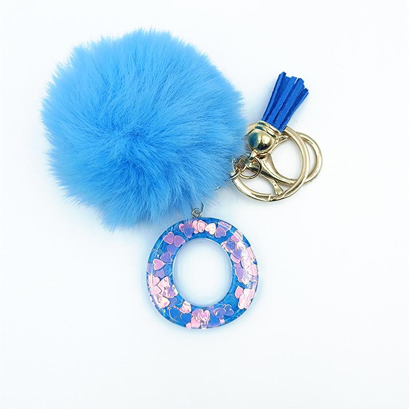 

26 инициалов алфавита подвески брелоки синий помпон брелок с буквой кулон рюкзак подвесные украшения аксессуары подарки O