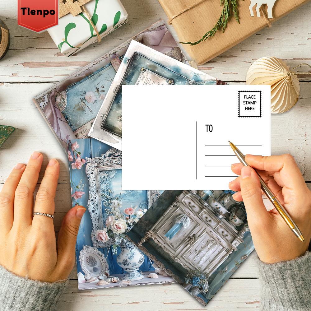 32pcs, Vintage Cool-toned Exquisite Postcard, Birthday/anniversary Gift, Collectible, Suitable for Gift-giving, Can Be Mailed.