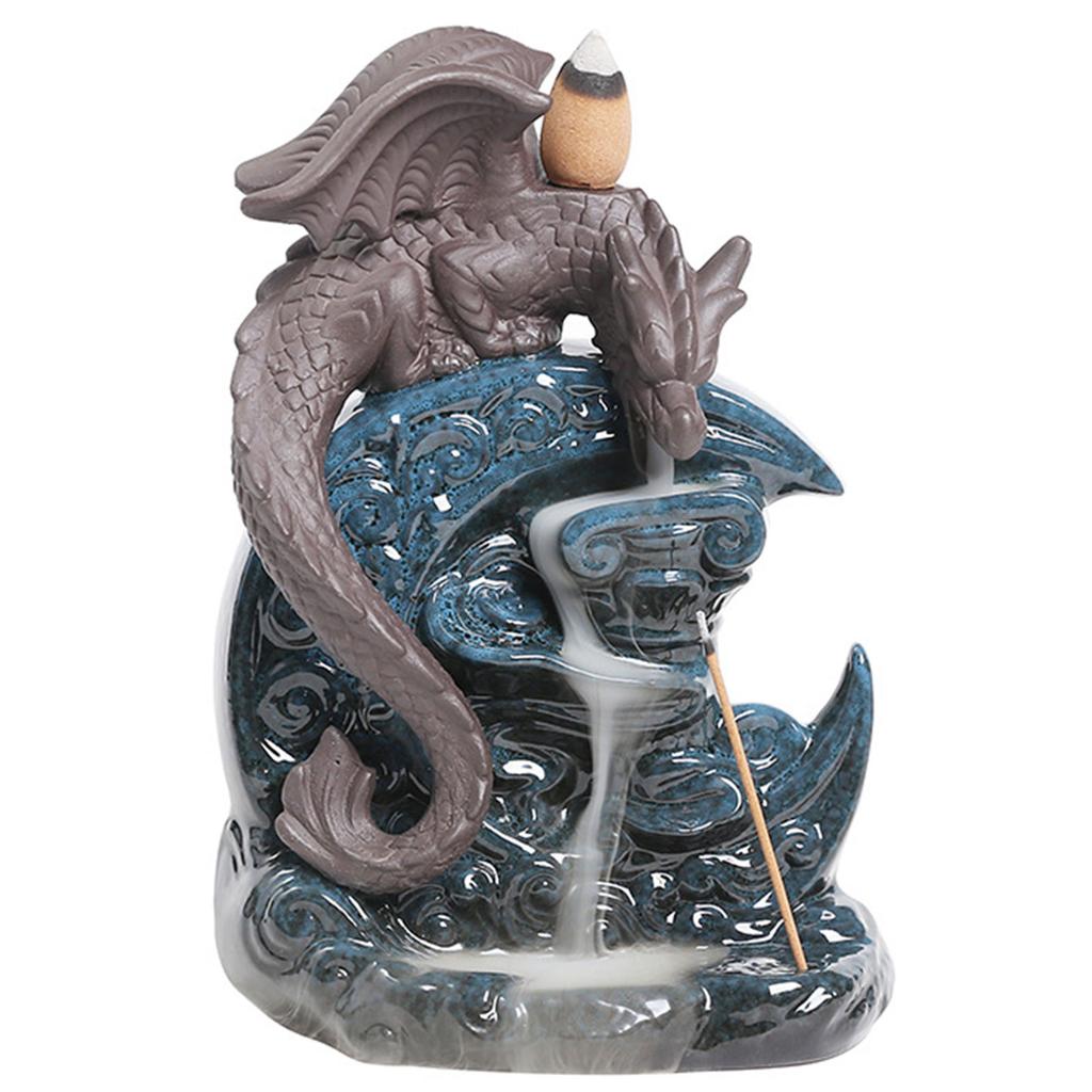 Dragons Mountain Waterfall Incense-Burner Premium Ceramic Art Piece For Living Room Decor