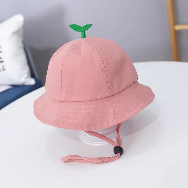 1-3Years Baby Sunshade Basin Cap Cute Little Grass Kids Fisherman Hats Solid Color Children Bucket Hat Boys Girls Outdoor Visors