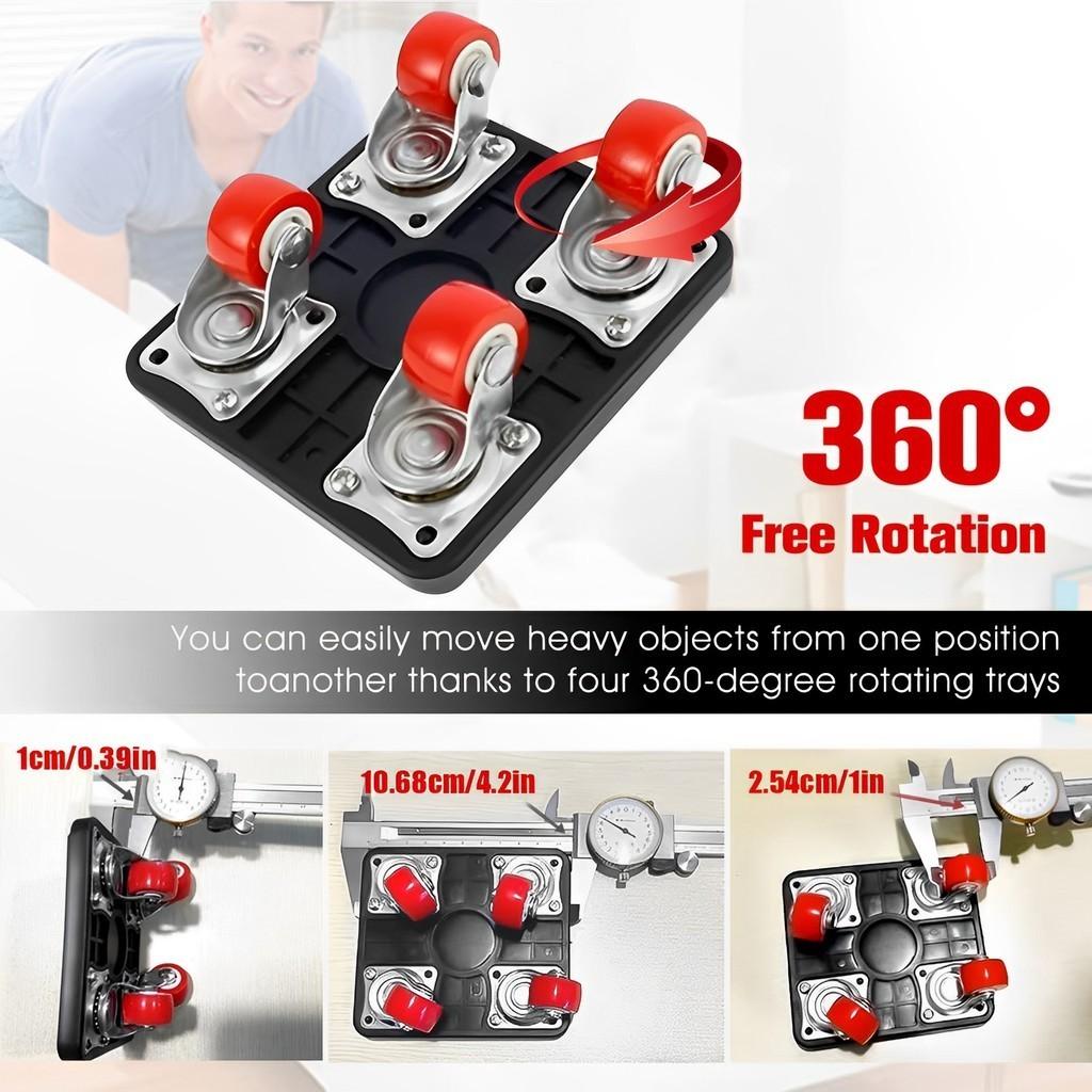 Strumento Pesante per Spostare Mobili da 330 libbre, Sollevatore Mover Rotante a 360° con 4 Ruote, Set di Strumenti Sollevatori Mover per Mobili Domestici