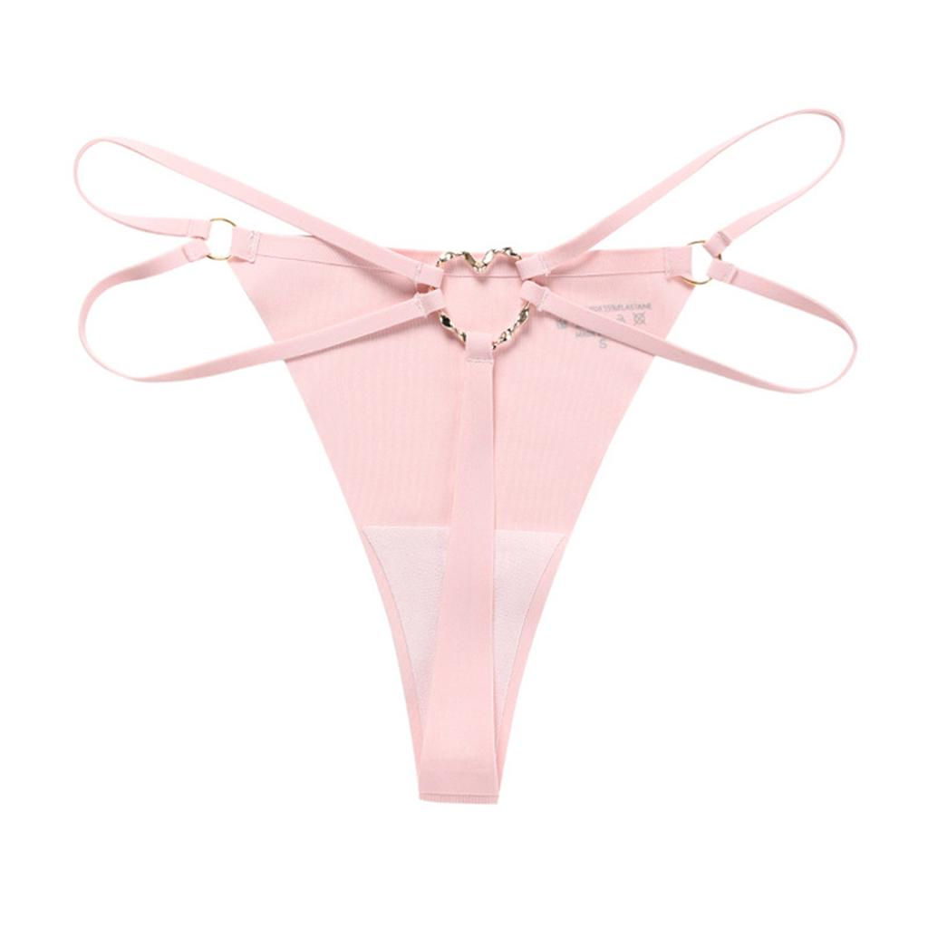 Women's Seamless Thong Metal Ring Sexy Cotton Crotch Breathable Underwear