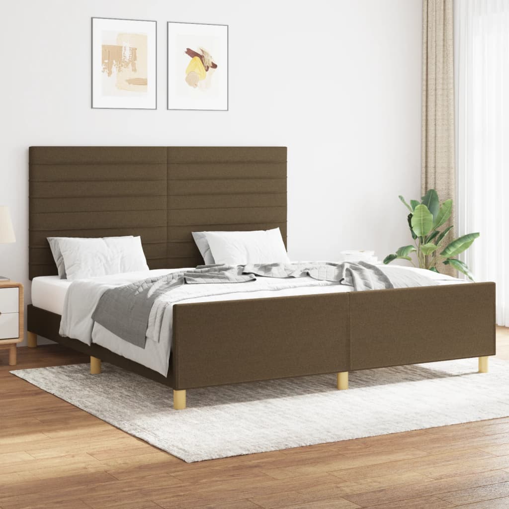 Bed Frame without Mattress Dark Brown 160x200 cm Fabric