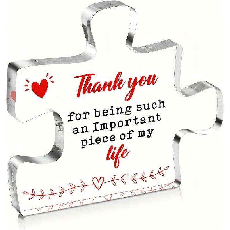 2D Flat "Thank You for Being an Important Piece of My Life" Acrylic Desktop Decoration, Heart Design, suitable for wall decoration, porch, room, villa