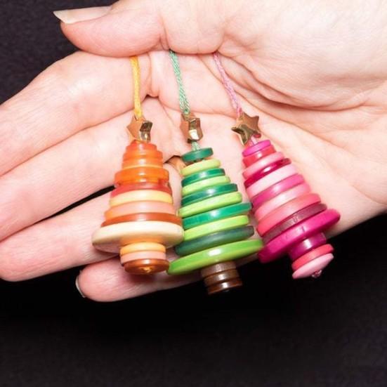 DIY Green Button Christmas Tree Ornament Kit Fun Christmas Buttons Crafts Making Set Handmade