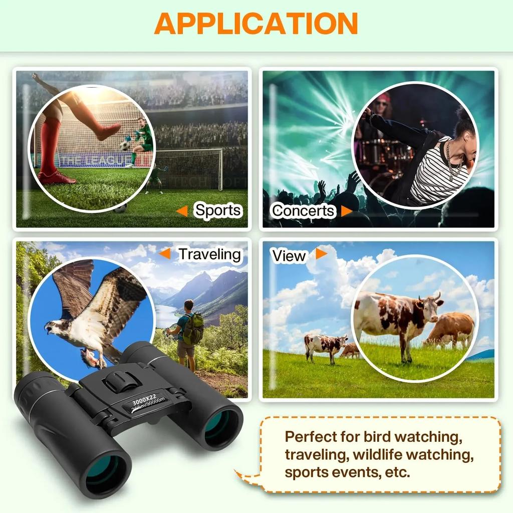 3000x22 Powerful Binoculars 50000m Long Range Folding Mini Telescope Bak4 Fmc Optics For Sports Outdoor Camping Travel