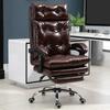 Office armchair ergonomic office chair with adjustable height reclining backrest retractable footrest brown