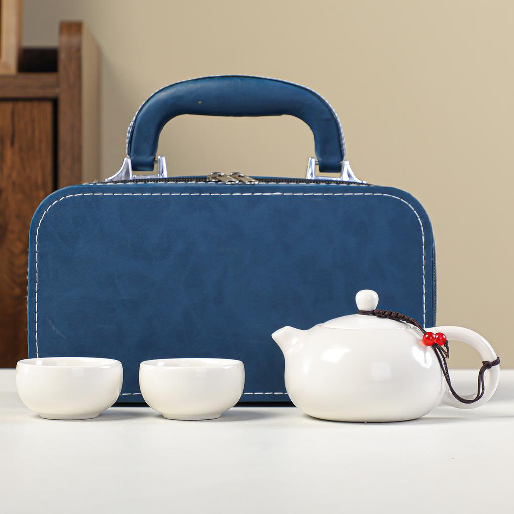 Kung Fu Travel Tea Set Ceramic Complete Outdoor Portable Tea Set Gifts One Pot, Two Cups, Four Cups