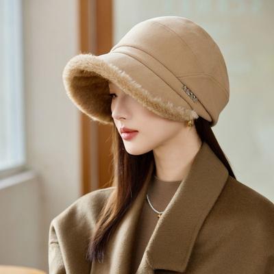 Chapeau d'hiver tendance pour femmes, bonnet chaud en polaire, protège-oreilles, froid, polyvalent, bonnet en peluche