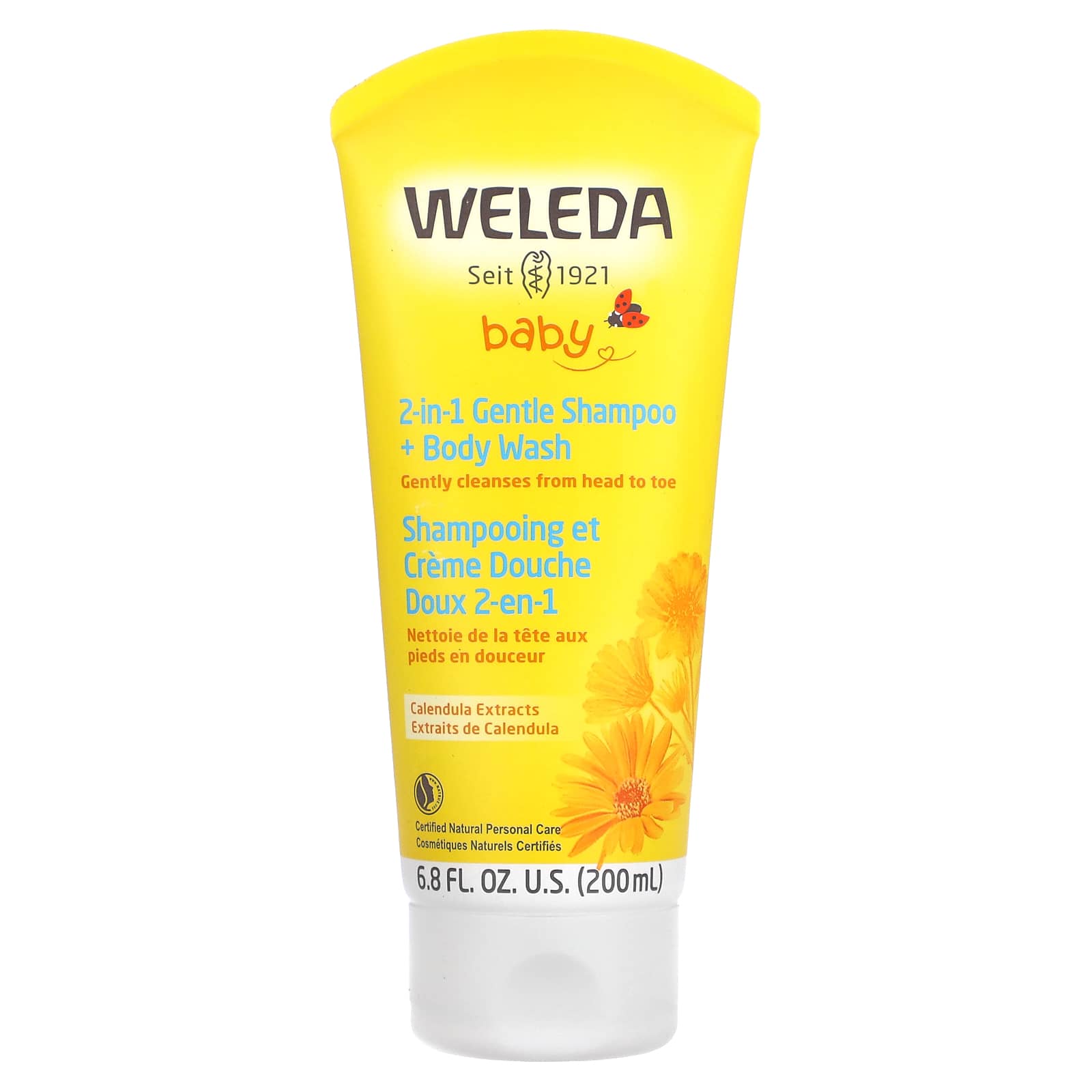 

Weleda, Экстракт календулы, мягкий шампунь 2 в 1 + гель для душа, 6,8 жидких унций (200 мл)