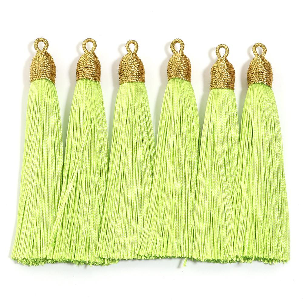 6pcs/Lot 85mm Gold Color Head Tassel Fringe Handmade Polyester Silk Tassel with Hanging Loop Bookmark Jewelryy Making Bookmark