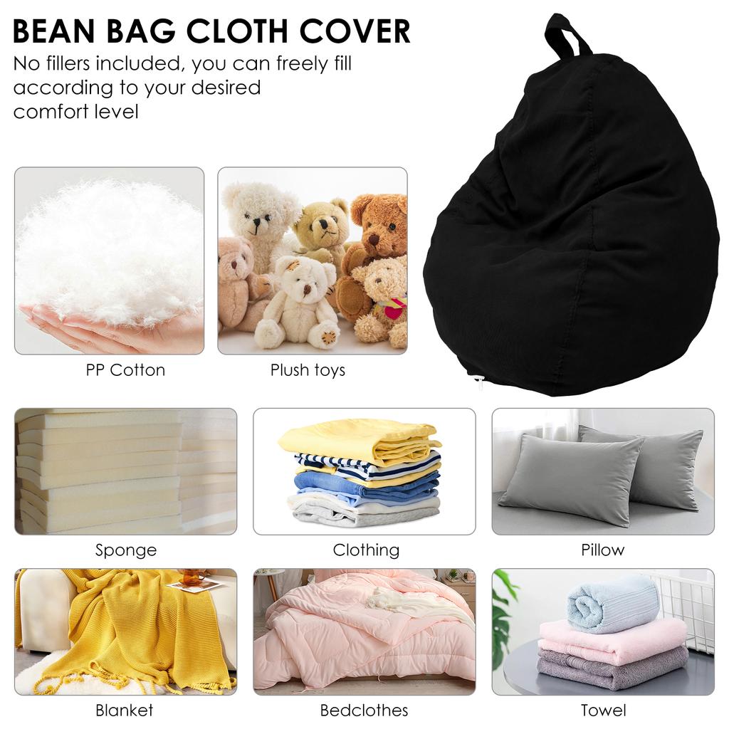 Bean Bag Cover Big Cotton Linen Lazy BeanBag Chair Sofa Covers Puff Relax Lounge Couch Beanbag Chairs Cover with Handle for Kids