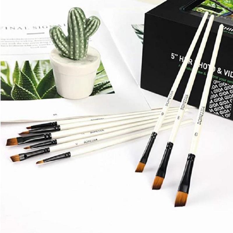 12 buc. Kit cu vârf plat, acrilic, ulei, pix, articole de artă, perii de pictură în acuarelă, perii de vopsea pentru pensule de nailon HMM