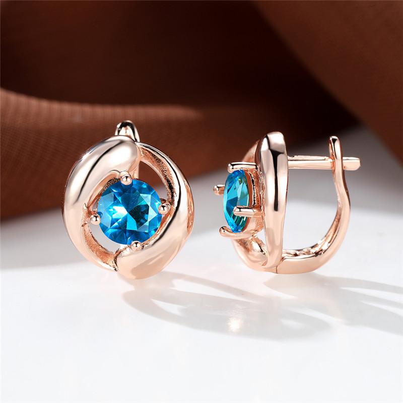 

Разноцветные серьги круглой огранки с розовым, красным, синим, фиолетовым камнем, серьги-капли цвета розового золота, серьги для вечеринок, простые модные серьги-кольца с радужным камнем цвет морской волны