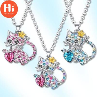 Hi Cute Cat Necklace Cute Girl Necklace Pendant Ladies Jewelry Accessories Pet Color Beautiful Cartoon Necklace Halloween Christmas