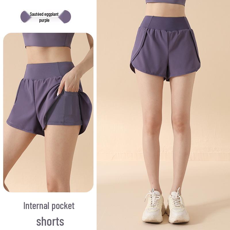 Women's 2025 High-Waisted Sports Shorts with Pockets - Hip-Lifting, Anti-Exposure, Loose Fit for Running & Yoga