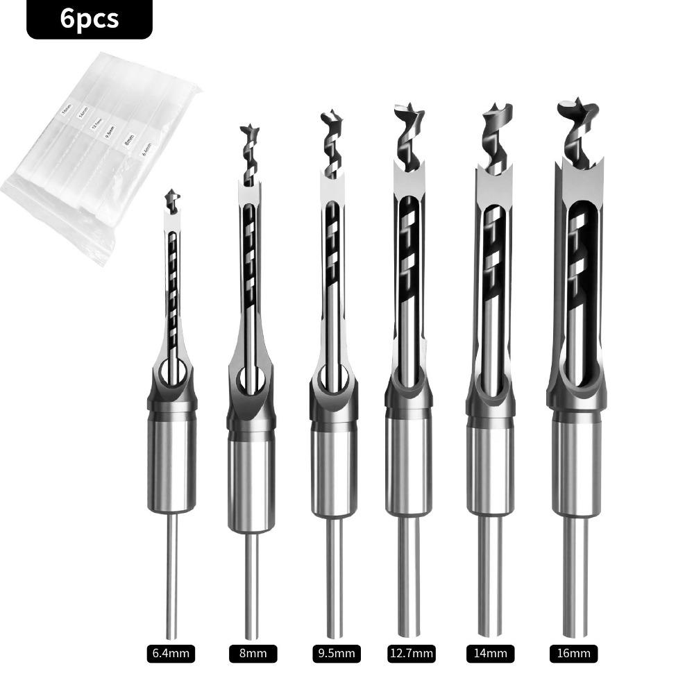 Portable Square Hole Drill Bit 6.4/8/11/12.7/14mm Adapter DIY Square Hole Drill Bit Adapter Mortising Chisel Drill