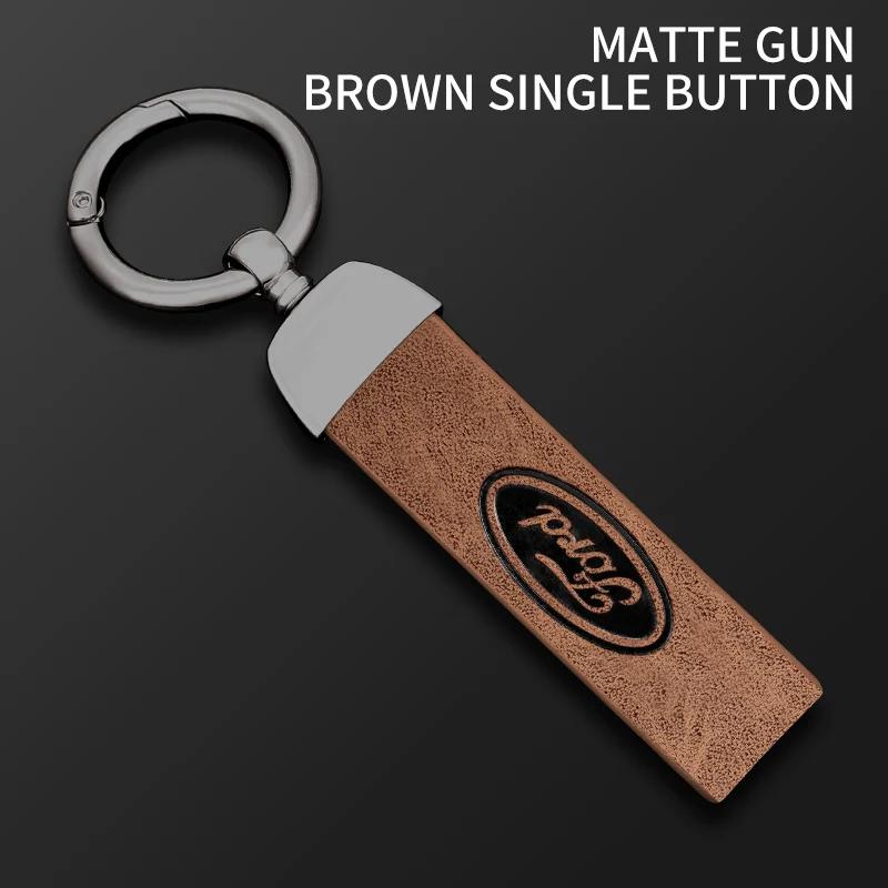 Car Sticker New 2025 Hot Leather Car Key Case Cover Shell For Ford Fusion Edge Mustang Explorer Expedition Bronco Ecosport Range