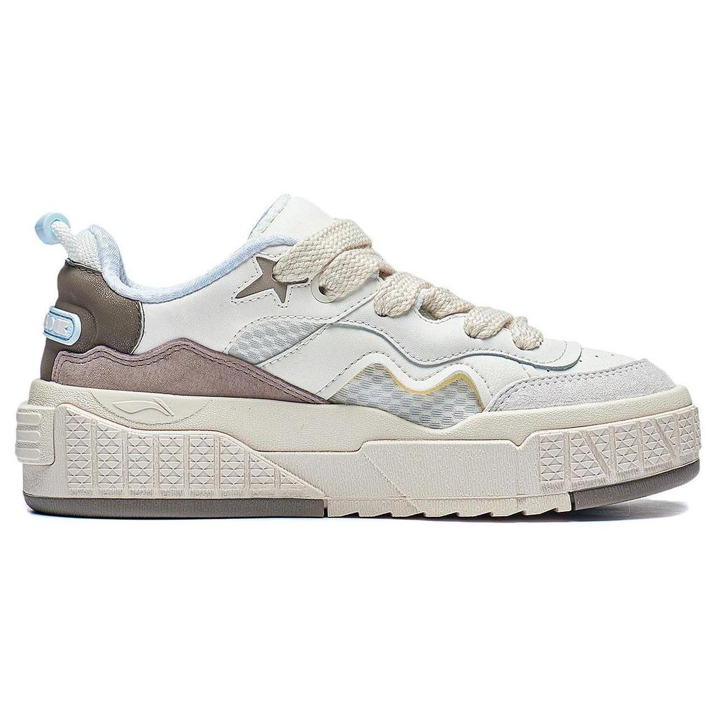 Li Ning 001 UNBLOCK Comfortable Cushioning, Wear Resistant Low top Casual Shoes Women's Beige White Brown AGCT218-3