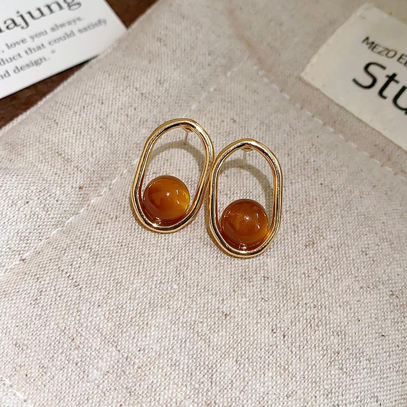 Silver Needle Geometric Irregular Resin Y2K Earrings - Retro Stud Ear Accessories for Women