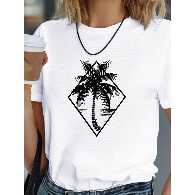Minimalist palm tree design women s comfit t-shirt 2XL белый